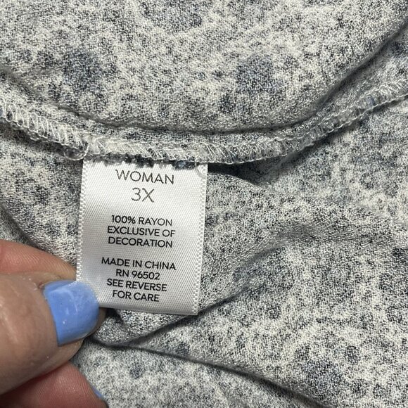 Beaded Embellished Blouse Top‎ Womens 3X Rayon Boho Flowy Floral Long V-Neck - Picture 10 of 11